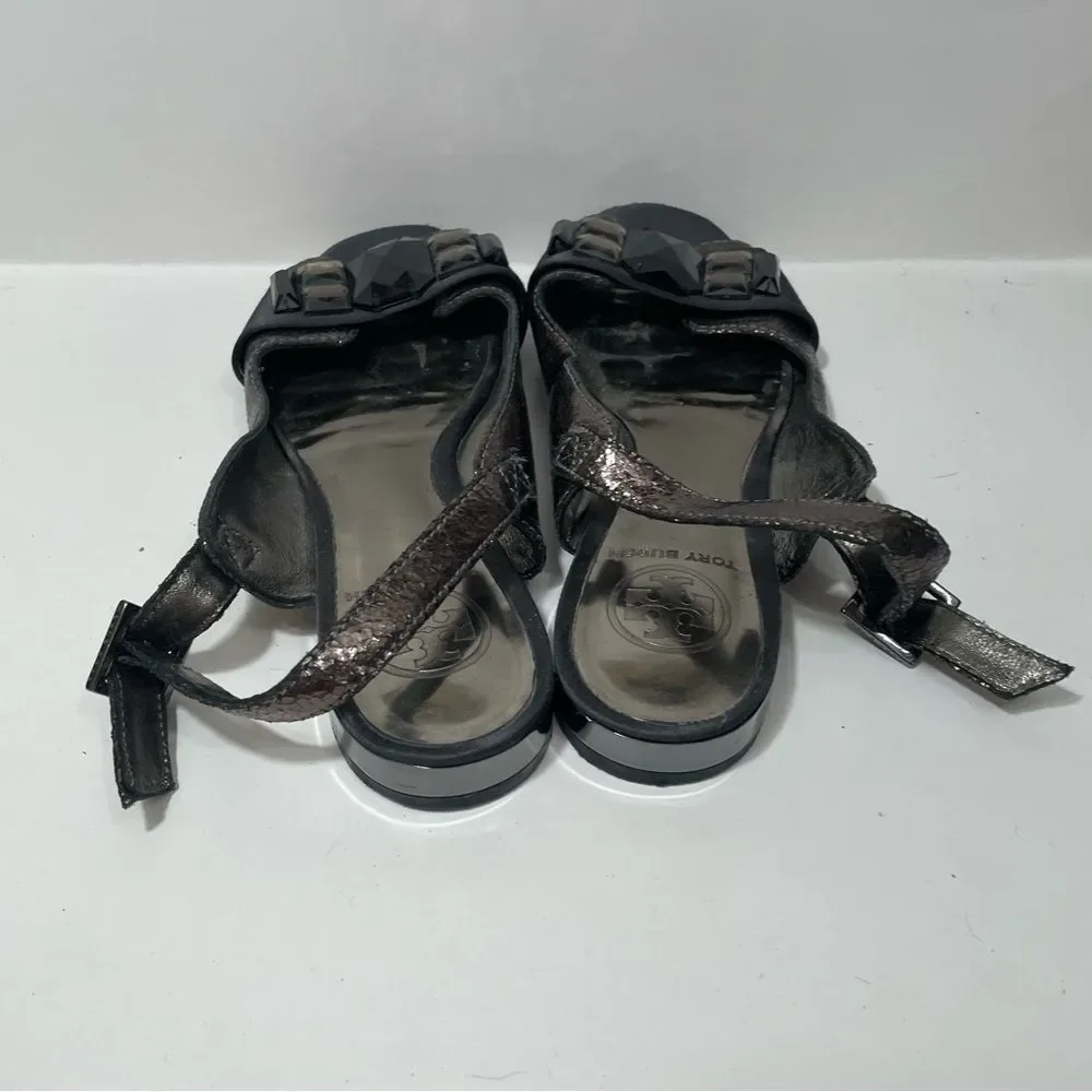 Tory Burch Metallic Jeweled Sandals